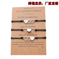 New Three-generation Card Bracelet Fashion Heart Stainless Steel Braided 3-piece Set main image 5