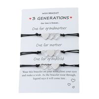 New Three-generation Card Bracelet Fashion Heart Stainless Steel Braided 3-piece Set main image 6