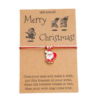 Christmas Series Hand Strap Alloy Dripping Santa Wax Cord Braided Adjustable Bracelet main image 6