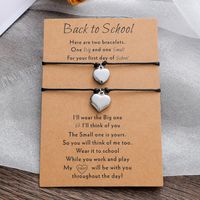 New Heart-shaped Card Bracelet Fashion Stainless Steel Peach Heart Wax Wire Braided Bracelet main image 3