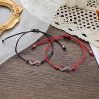 Fashion Card Bracelet Creative Alloy Dripping Oil Diamond Eight-character Woven Bracelet 2-piece Set main image 4