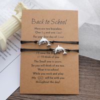 New Dolphin School Season Card Bracelet Parent-child Alloy Small Animal Woven Bracelet 2-piece Set main image 4