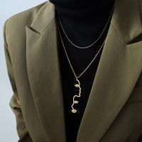 Exaggerated Personality Outline Face Pendant Necklace Stainless Steel 18k Real Gold Plated Jewelry main image 4