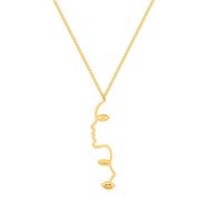Exaggerated Personality Outline Face Pendant Necklace Stainless Steel 18k Real Gold Plated Jewelry main image 6