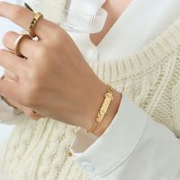 Light Luxury Trend Fashion Pattern Bracelet Titanium Steel Plated 18k Gold Niche Hand Jewelry main image 2