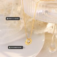 Koreanische Nischenmode Ovaler Anhänger Titanstahl Halskette 18k Echt Vergoldet Einfacher Schmuck main image 3