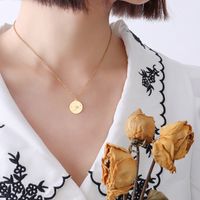 Fashionable Geometric Awning Star Inlaid Pearl Titanium Steel Plated 18k Real Gold Necklace main image 5