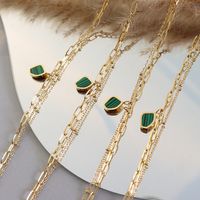 Geometric Emerald Acrylic Pendant Double Bracelet Titanium Steel Jewelry Wholesale main image 2