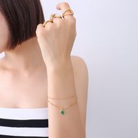 Geometric Emerald Acrylic Pendant Double Bracelet Titanium Steel Jewelry Wholesale main image 5