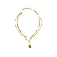 Geometric Emerald Acrylic Pendant Double Bracelet Titanium Steel Jewelry Wholesale main image 6