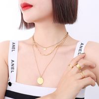 Fashion Three-layered Clavicle Chain Titanium Steel Plated 18k Real Gold Necklace Wholesale main image 5