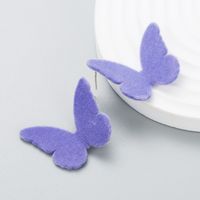 Fashion Solid Color Flocking Butterfly Simple Earrings main image 4