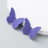 Fashion Solid Color Flocking Butterfly Simple Earrings main image 5