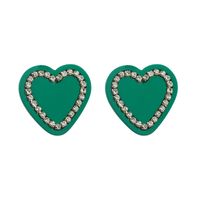 Fashion Contrast Color Inlaid Rhinestone Heart-shaped Earrings main image 6
