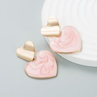Fashion Contrast Color Alloy Heart-shaped Enamel Earrings main image 3
