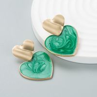 Fashion Contrast Color Alloy Heart-shaped Enamel Earrings main image 5