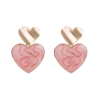 Fashion Contrast Color Alloy Heart-shaped Enamel Earrings main image 6