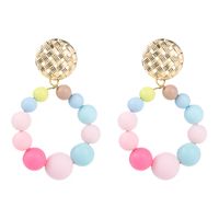 Fashion New Exaggerated Color Round Bead Alloy Earrings main image 6