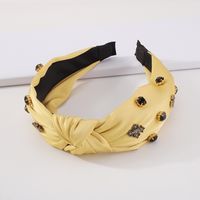 Simple Solid Color Knotted Hair Accessories Rhinestone Retro Headband main image 3