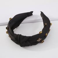 Simple Solid Color Knotted Hair Accessories Rhinestone Retro Headband main image 4