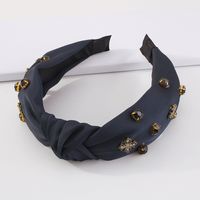 Simple Solid Color Knotted Hair Accessories Rhinestone Retro Headband main image 5