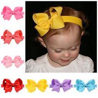 Children's Handmade Solid Color Flower Bow Baby Headband Wholesale sku image 21