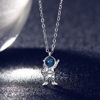 Astronaut Sterling Silver Couple Clavicle Chain Light Luxury Niche Pendant Necklace Female sku image 1