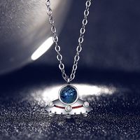 Astronaut Sterling Silver Couple Clavicle Chain Light Luxury Niche Pendant Necklace Female sku image 2