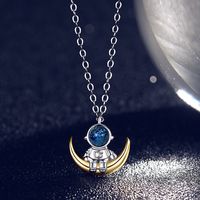 Astronaut Sterling Silver Couple Clavicle Chain Light Luxury Niche Pendant Necklace Female sku image 3