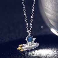 Astronaut Sterling Silver Couple Clavicle Chain Light Luxury Niche Pendant Necklace Female sku image 4
