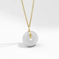 New Female Light Luxury Niche Hetian Jade Jewelry Long Life Lock Necklace Wholesale sku image 4