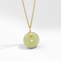 New Female Light Luxury Niche Hetian Jade Jewelry Long Life Lock Necklace Wholesale sku image 2