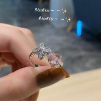 Fashion Pear Inlaid Zircon Opening Adjustable Flower Ring sku image 1