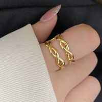 Cross-wound Simple Golden Texture Fine Twisted Fashion Ring sku image 2