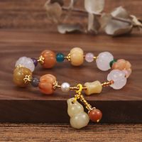 Retro Pumpkin Bead Barrel Beads Golden Silky Jade Bracelet Simple Men's And Women's Jewelry sku image 1