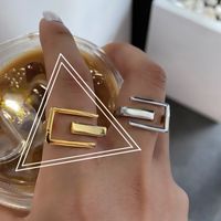 Simple Letter E Shape Fashion Design Punk Geometric Ring sku image 1