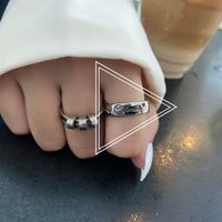 Simple Vintage Star Dyed Black Open English Letter Smiley Face Retro Thin Ring sku image 1