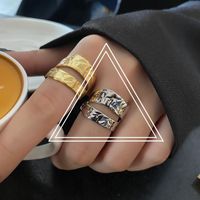 Simple Geometric Double Irregular Tin Foil Paper Pattern Hollow Ring sku image 1