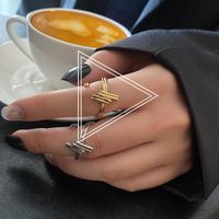 Hip Hop Kreativer Unregelmäßiger Konkav-konvexer Gold-design-geometrischer Offener Ring sku image 2