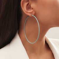 Simple White Oversized Rubber Painted Copper Earrings Wholesale main image 3