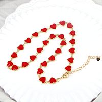 European And American Simple Color Peach Heart Dripping Enamel Necklace Clavicle Chain Female sku image 2