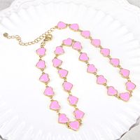 European And American Simple Color Peach Heart Dripping Enamel Necklace Clavicle Chain Female sku image 3