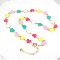 European And American Simple Color Peach Heart Dripping Enamel Necklace Clavicle Chain Female sku image 4
