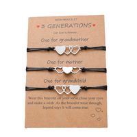New Three-generation Card Bracelet Fashion Heart Stainless Steel Braided 3-piece Set sku image 2
