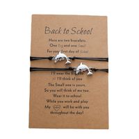 New Dolphin School Season Card Bracelet Parent-child Alloy Small Animal Woven Bracelet 2-piece Set sku image 4