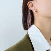 Korean Adjust Zircon Inlaid Earrings Elegant Copper Gold Earrings sku image 2