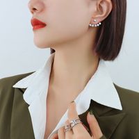 Korean Adjust Zircon Inlaid Earrings Elegant Copper Gold Earrings sku image 1