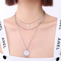 Fashion Three-layered Clavicle Chain Titanium Steel Plated 18k Real Gold Necklace Wholesale sku image 3