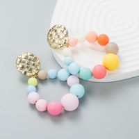 Fashion New Exaggerated Color Round Bead Alloy Earrings sku image 1