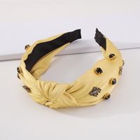 Simple Solid Color Knotted Hair Accessories Rhinestone Retro Headband sku image 1